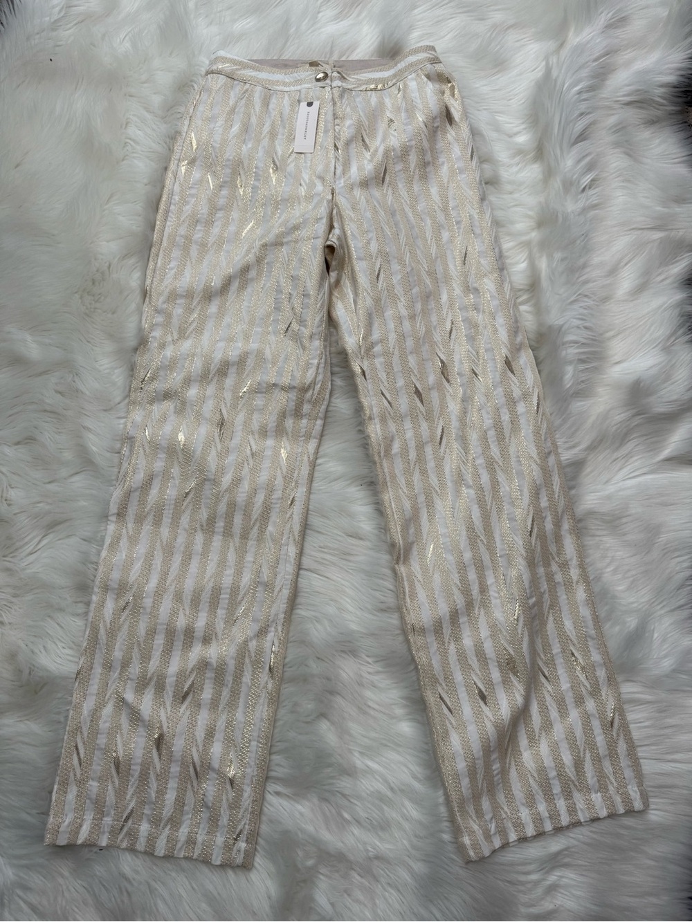 Anthropologie Porridge Striped Gold Shine Pants